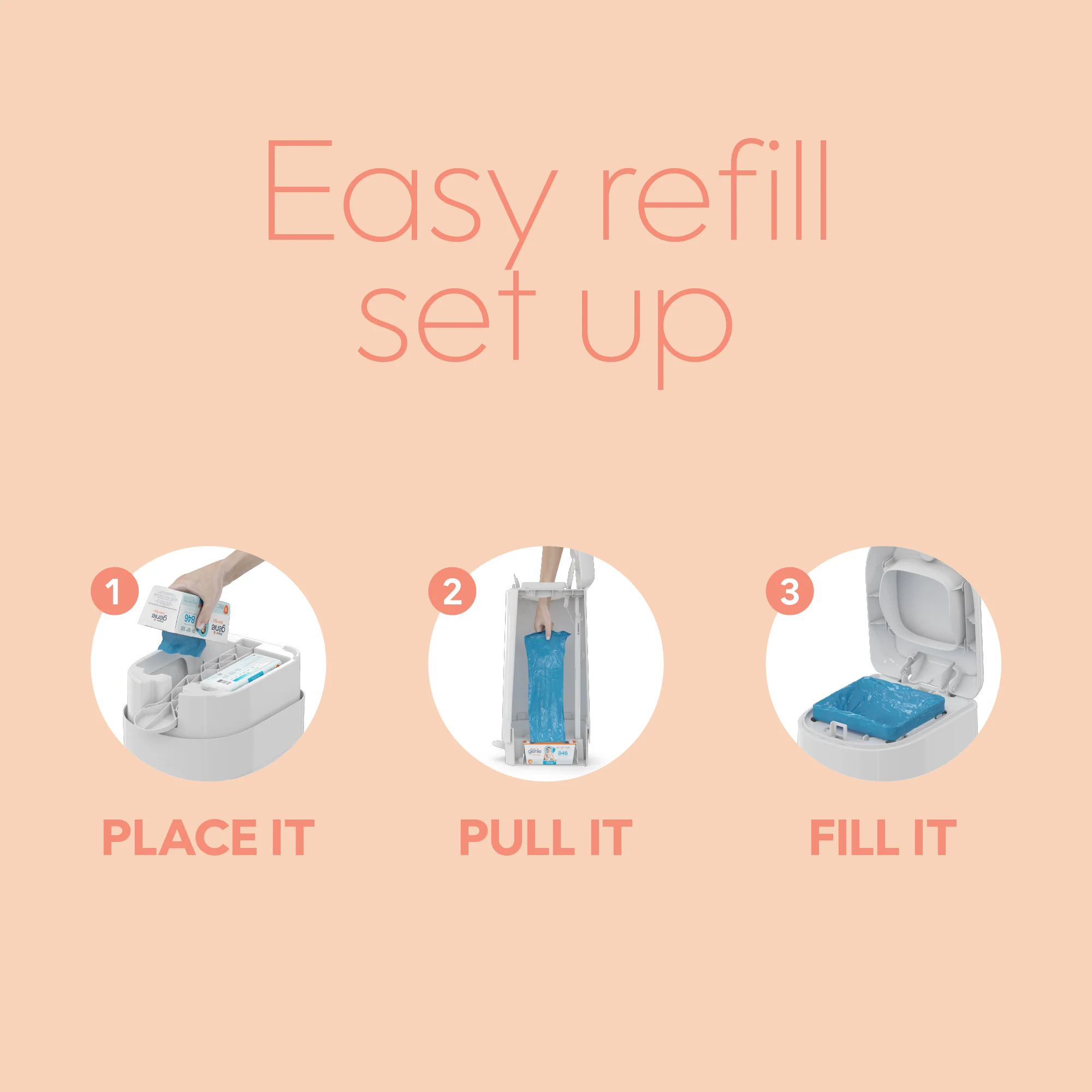Diaper Genie® Easy Roll Pail Refill (65% Recycled) - Image 23