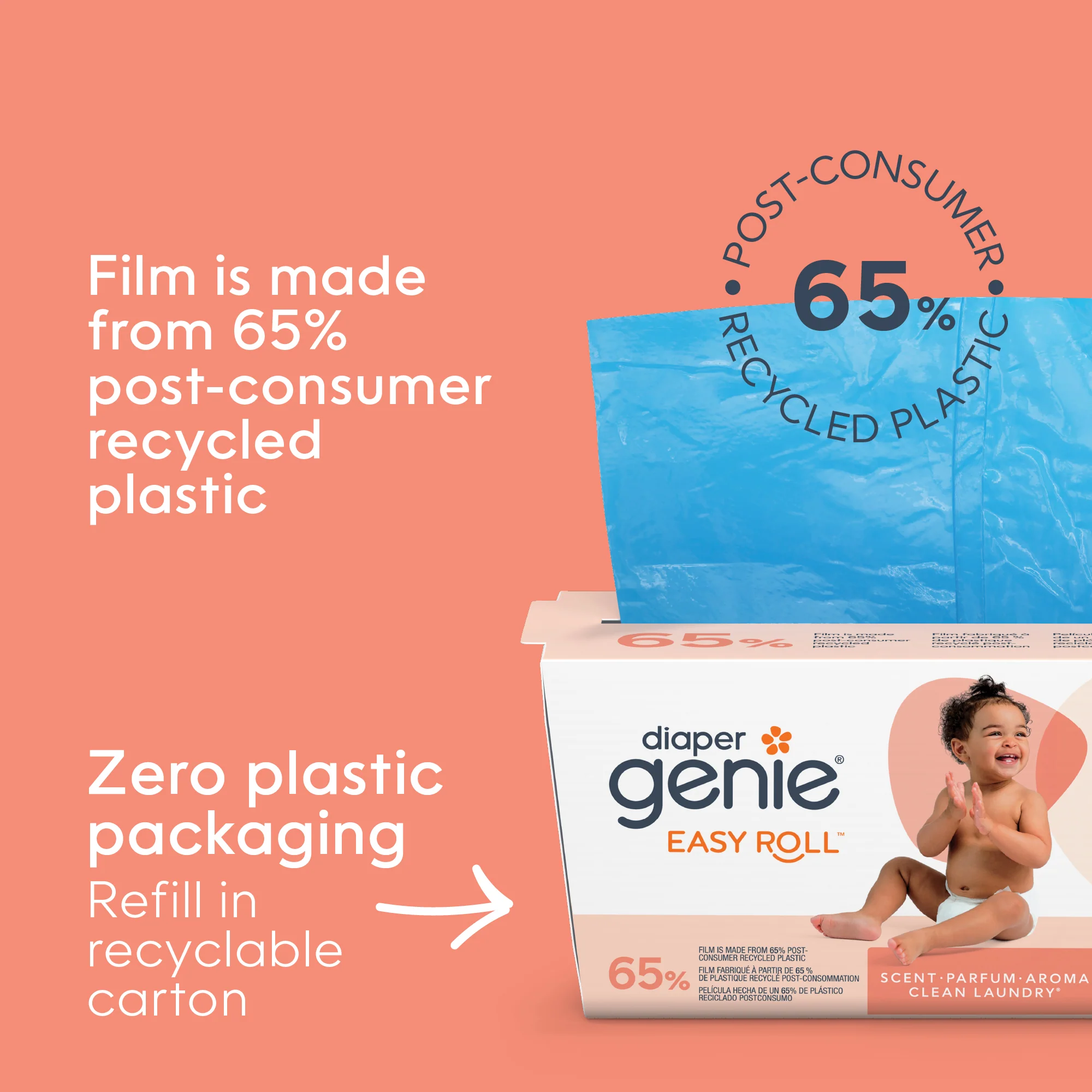 Diaper Genie® Easy Roll Pail Refill (65% Recycled) - Image 5